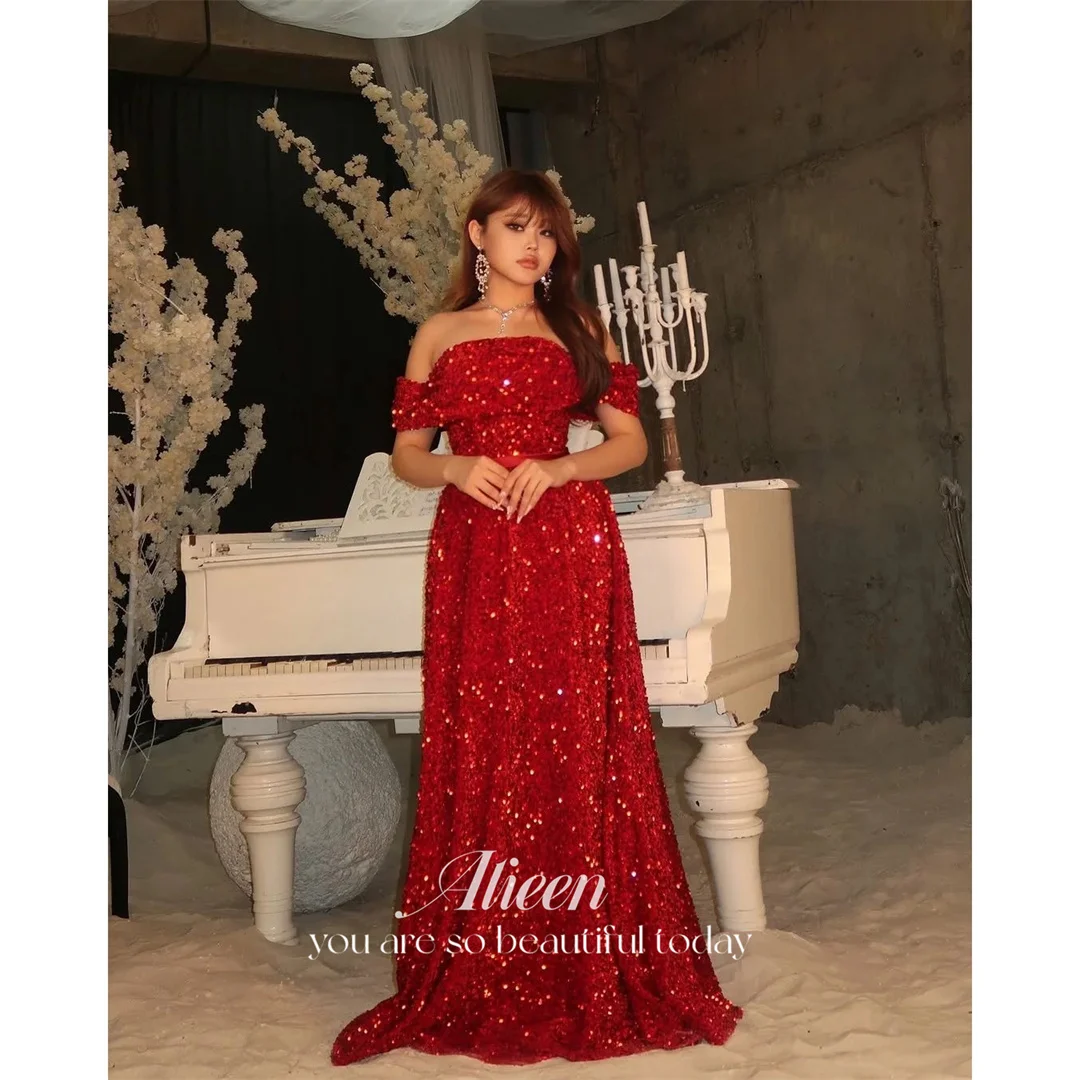 

Aileen Sequin Off The Shoulder Red A-Line Evening Dress 2026 Prom Dress Party Glamorous Formal Evening Customized Women 2026