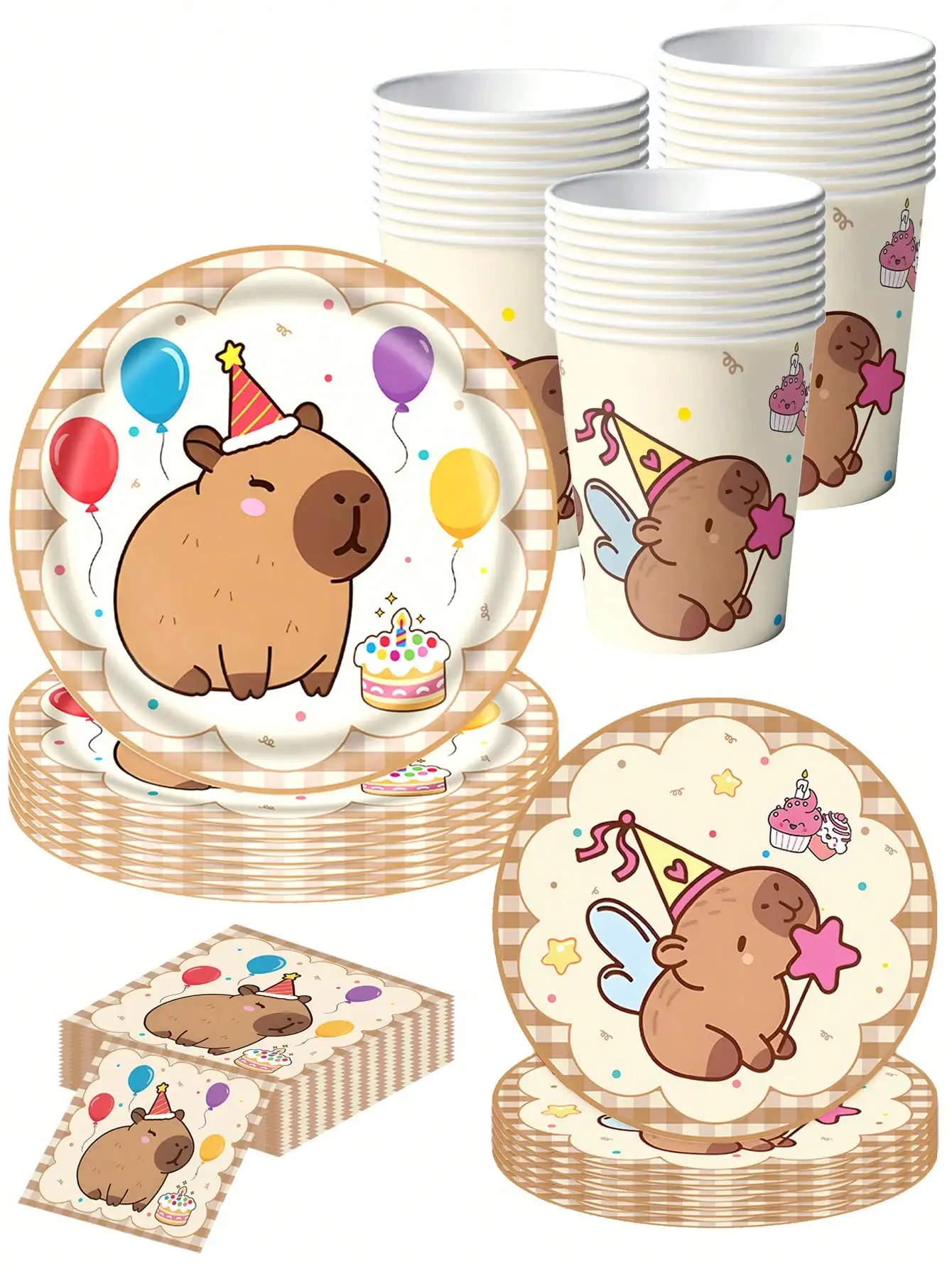 Decoración de fiesta de cumpleaños de Capibara, vajilla desechable, platos de Capibara de dibujos animados, vasos, servilletas, juego de vajilla temática de animales lindos