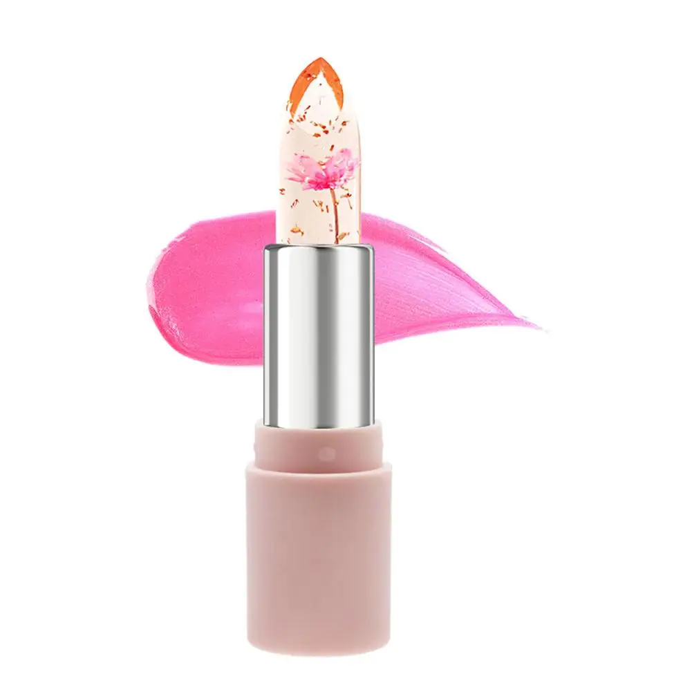 Barra de labios de gelatina de flores de 6 colores, bálsamo labial activado por temperatura para una humedad de larga duración y nutritiva, cambia de Color Effe Y1M0