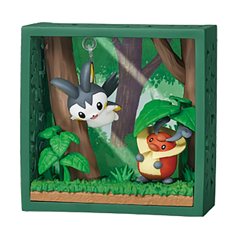 Genuine Re-Ment Pokemon Photo frame collection Deep Green Forest Bulbasaur Anime Action Figure Model Toys Gift for Birthday