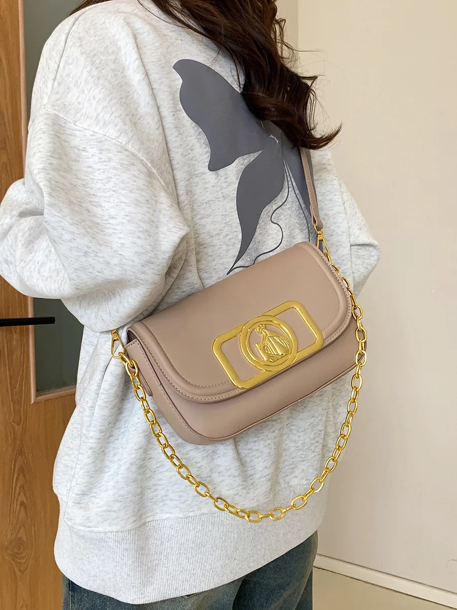 Luxury Brand High Quality Women Shoulder Bag Metal Chain Small Square Bag PU Leather Diagonal Bag Fashion Small Bag