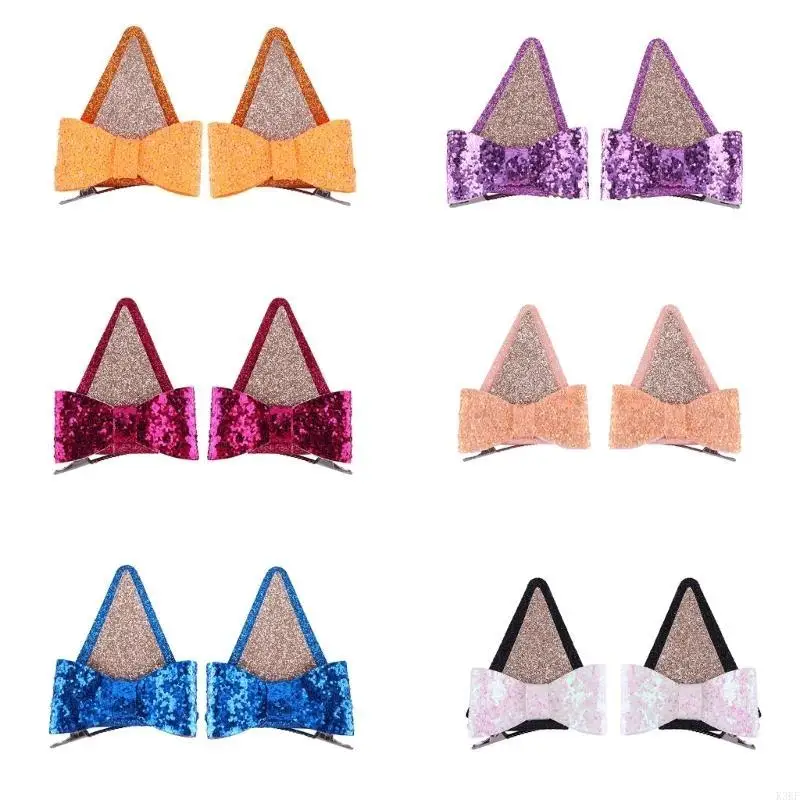 

K3KF Flower Girls Barrettes Animal Ears Hair Clips Party Costume