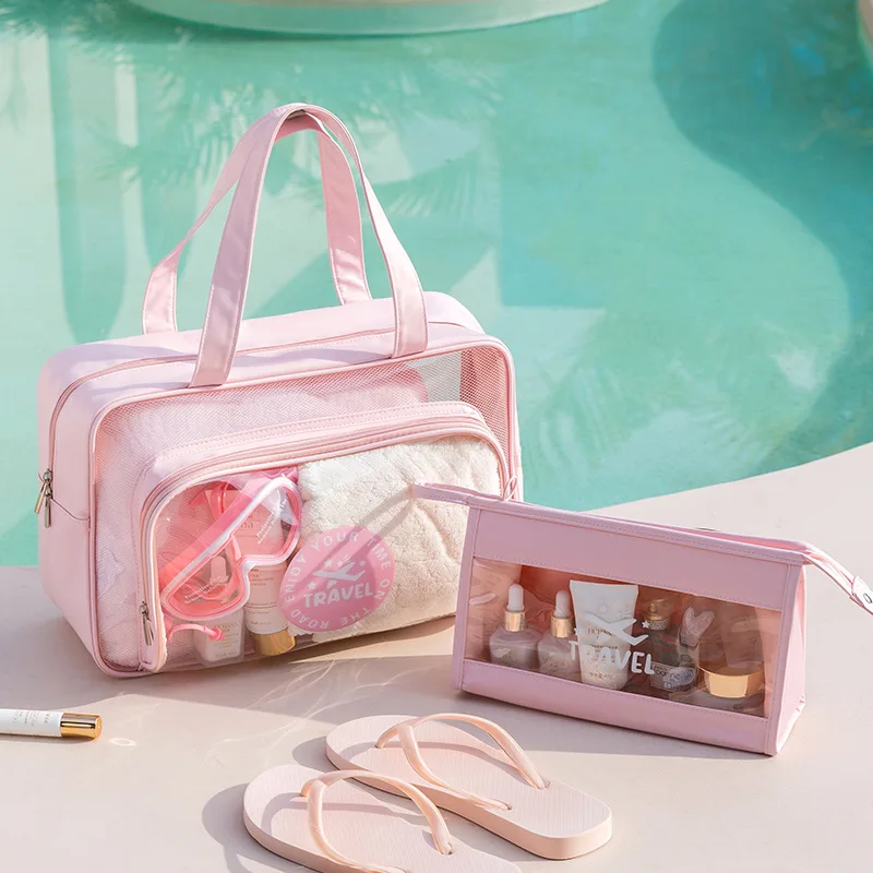 Transparent PVC High Capacity Storage Bag Swimming Bags Women Large Wet Dry Separation Sports Bag Beach Fitness Travel Handbag