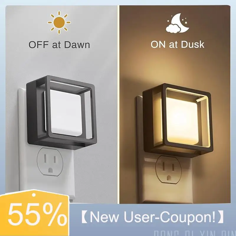 

A81M New- Wall-Mounted LED Night Light 2-Pack, Includes Dusk-To-Dawn Sensor,Dimmable Control, Nightlights European Plug
