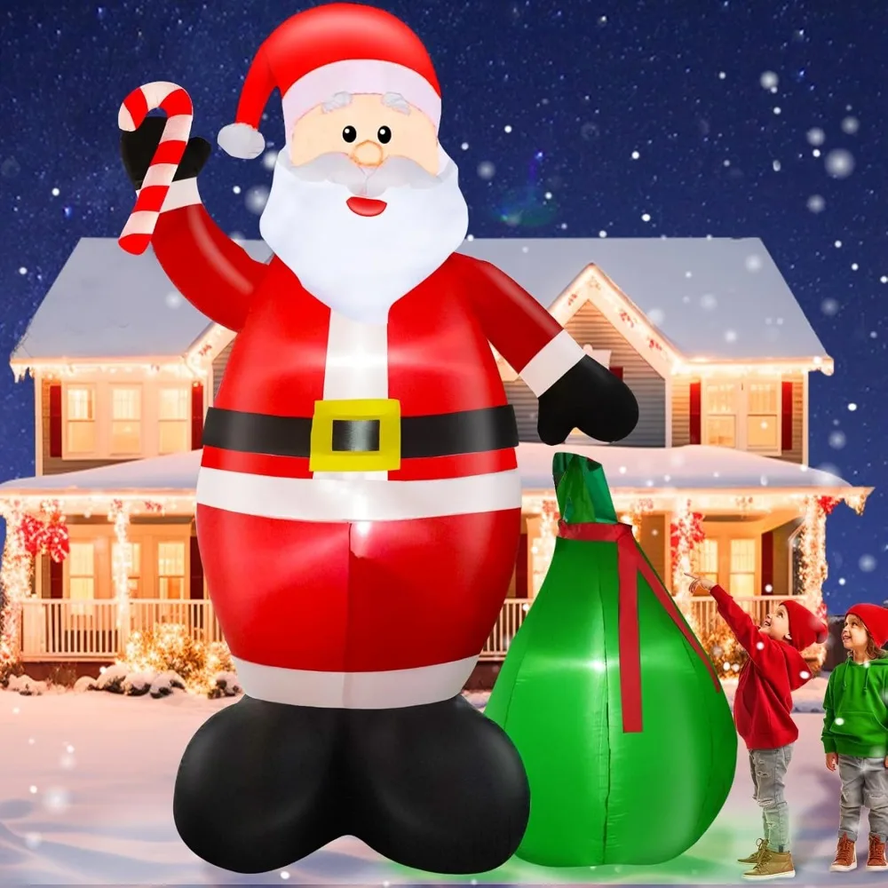 Christmas Inflatable 12 Foot Giant Outdoor Santa Claus with Gift Bag with LED Light Blow Up Yard Decoration Christmas Inflatable