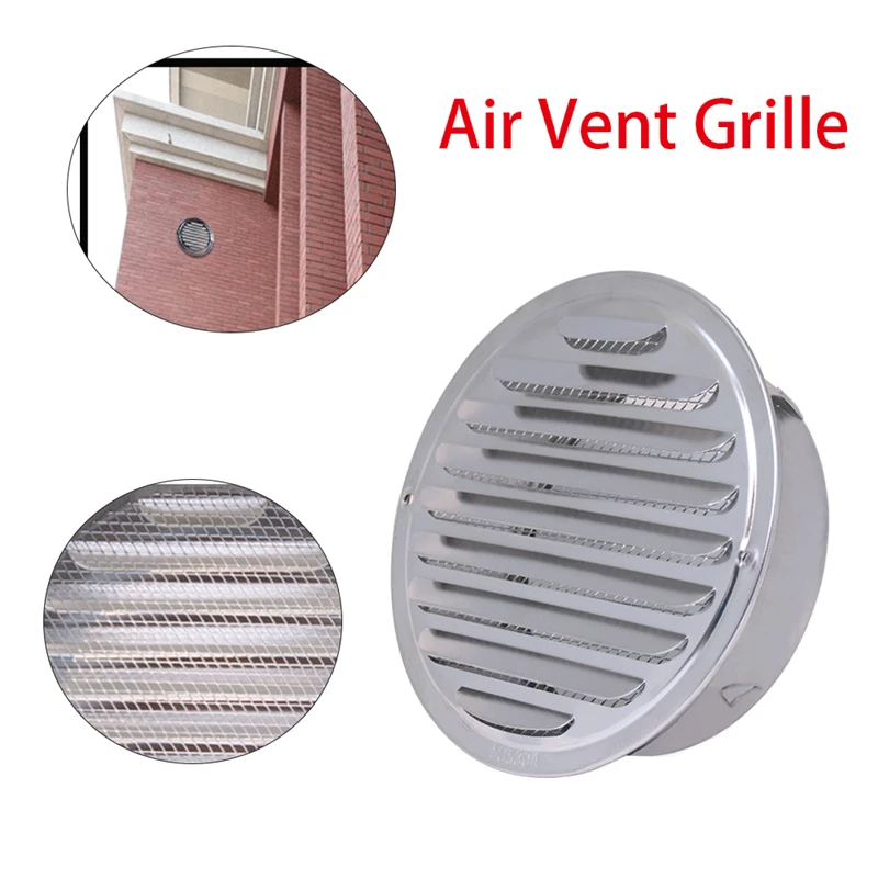 Stainless Steel Exterior Wall Air Vent Grille Round Ducting Ventilation Grilles 70/100/200mm Duct Hood Durable Air Vent