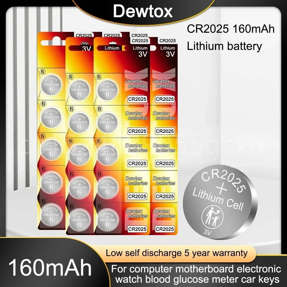 Baterías de litio CR2025 CR 2025 de 3V para reloj de Control remoto de coche, placa base de juguete, escala DL2025 BR2025 KCR2025, pila de moneda de botón