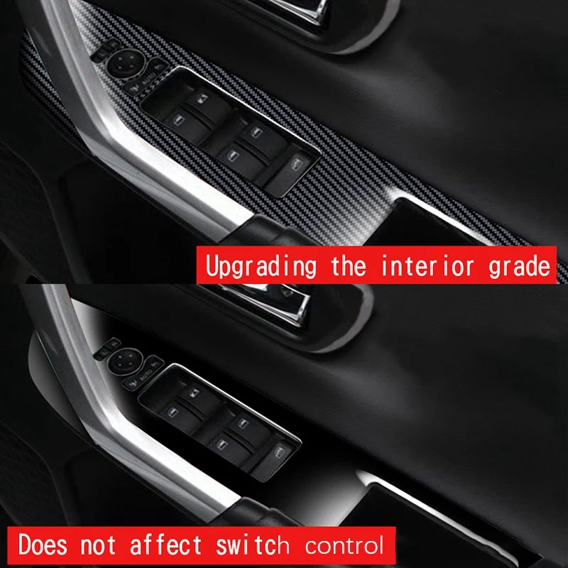 Car Carbon Fiber Door Handle Window Lift Switch Panel Cover Trim Decorator Accessories For Toyota Raize