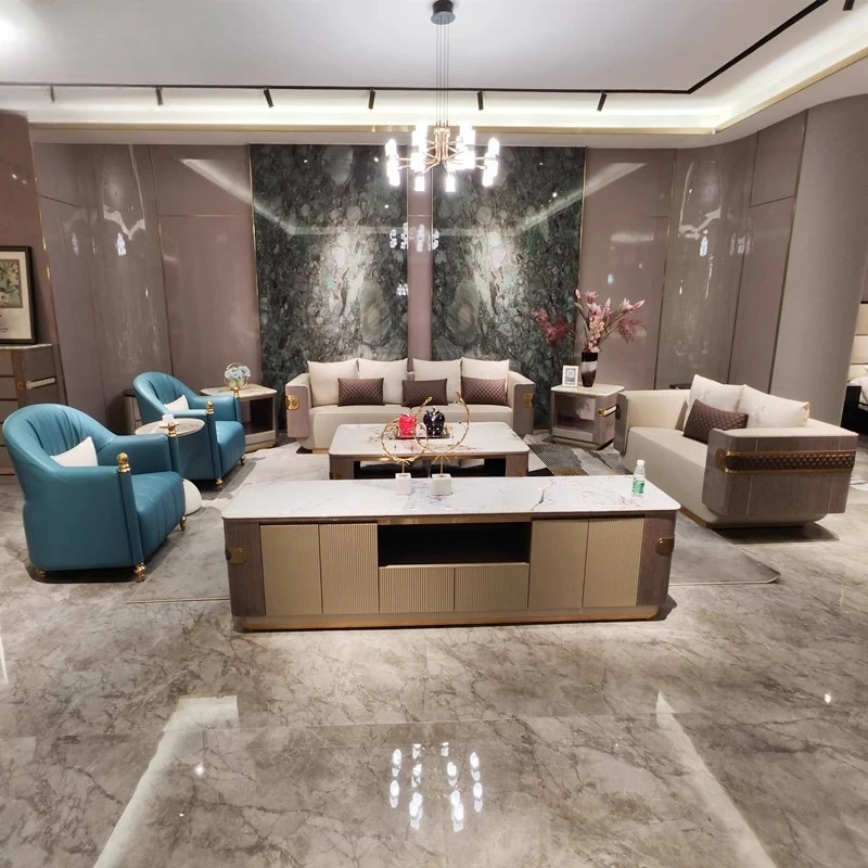 

Комбинация итальянского легкого роскошного кожаного дивана