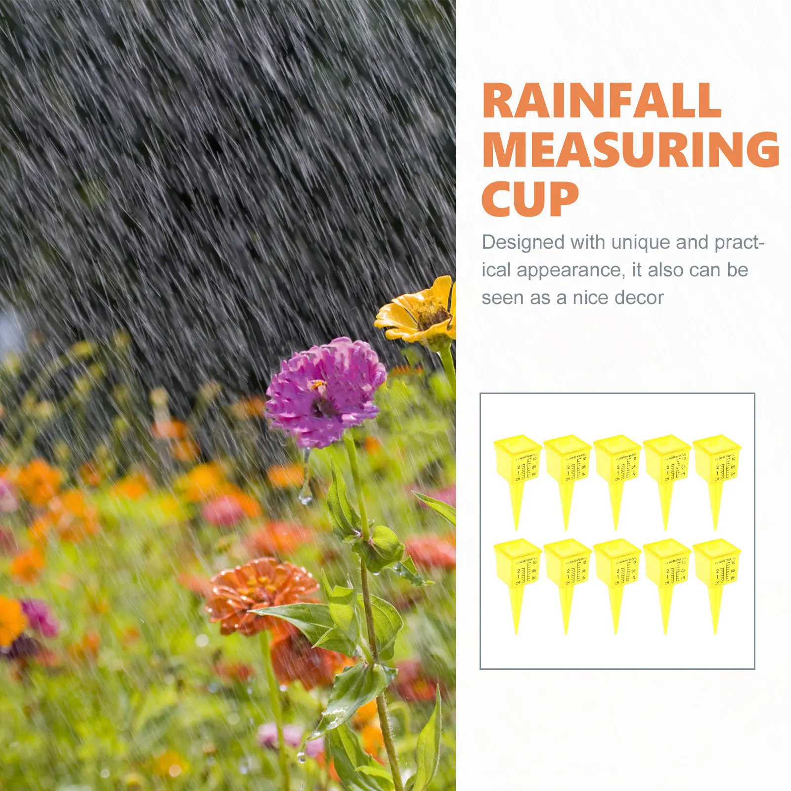 10Pcs Rainfall Gauge Outdoor Plastic Rainwater Meter Garden Measuring Cup 1.5 Inch Long-Lasting Rain Measurement