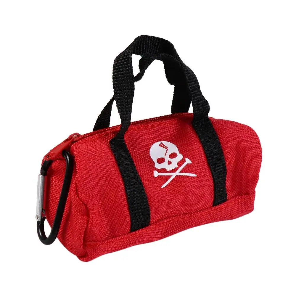 Skeleton Pattern Small Golf Storage Bag Zipper Lightweight Golf Ball Storage Pouch with Metal Hook Mini Mini Golf Ball Bag