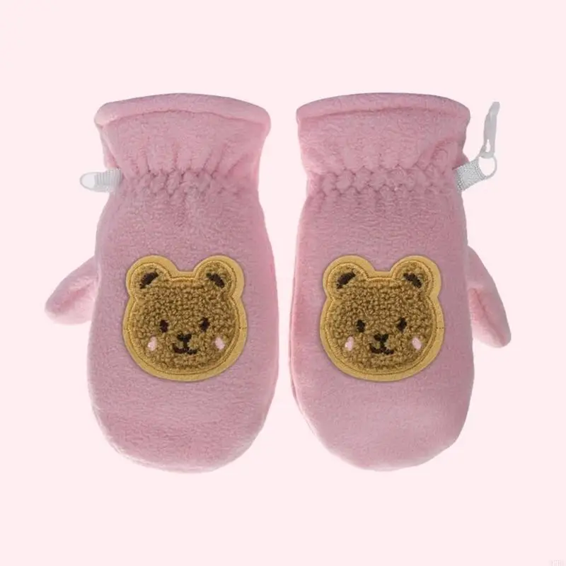 97BE, перчатки с мультяшным медведем, рукавицы с длинными пальцами, утолщенные термоперчатки, теплые снежные перчатки