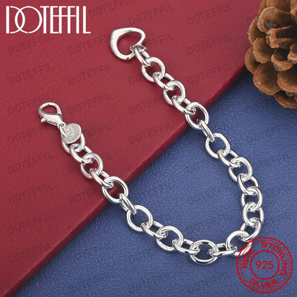 

Браслет из стерлингового серебра 925 пробы, 8 дюймов, простой дизайн в форме сердца, для женщин, подарки на вечеринку, свадебные аксессуары, ювелирные изделия