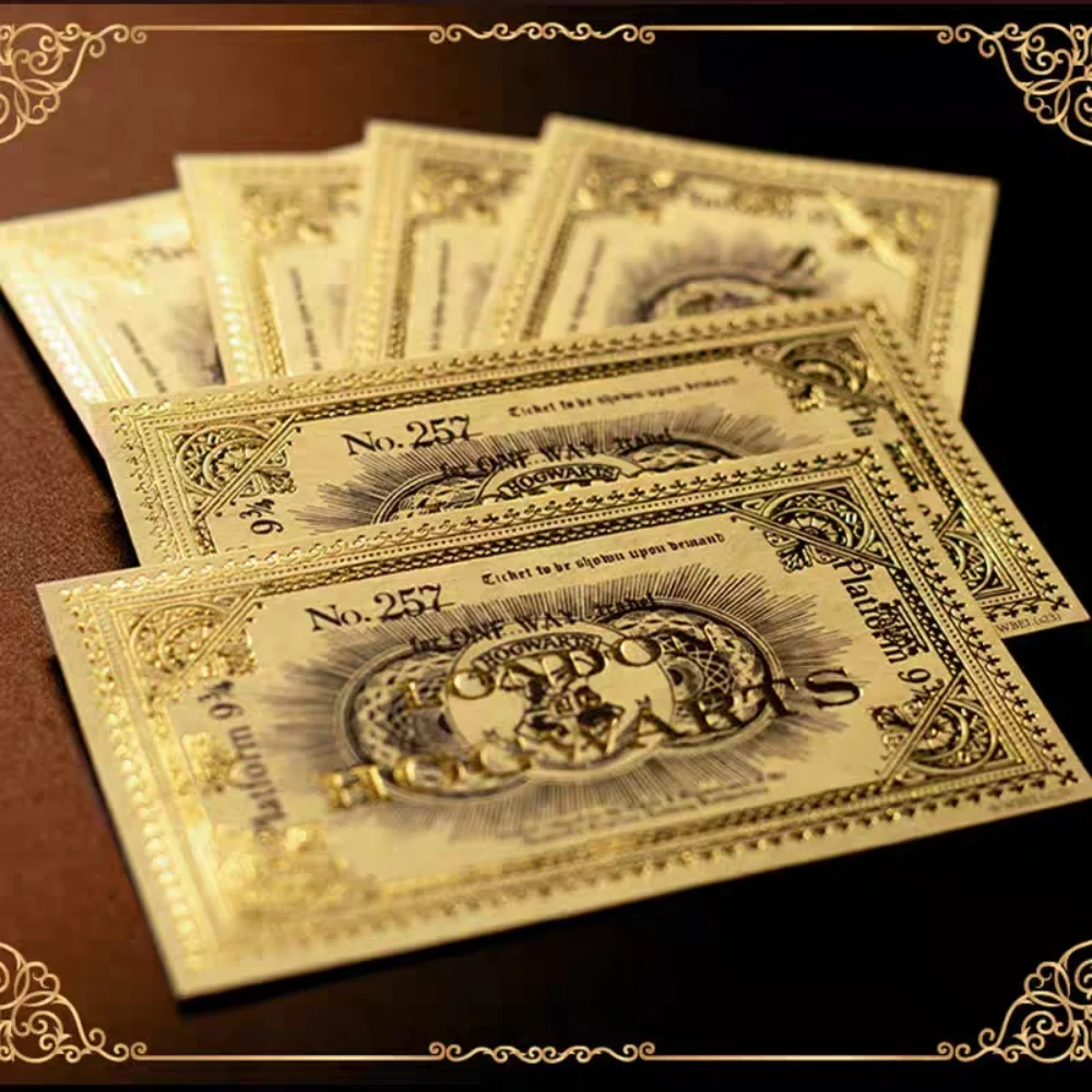 Genuine Harry Potter Gold-Embossed Ticket Hogwarts Theme 934/257 Platform Round-Trip Tickets Bookmarks Fan Collectibles Gifts - view 6
