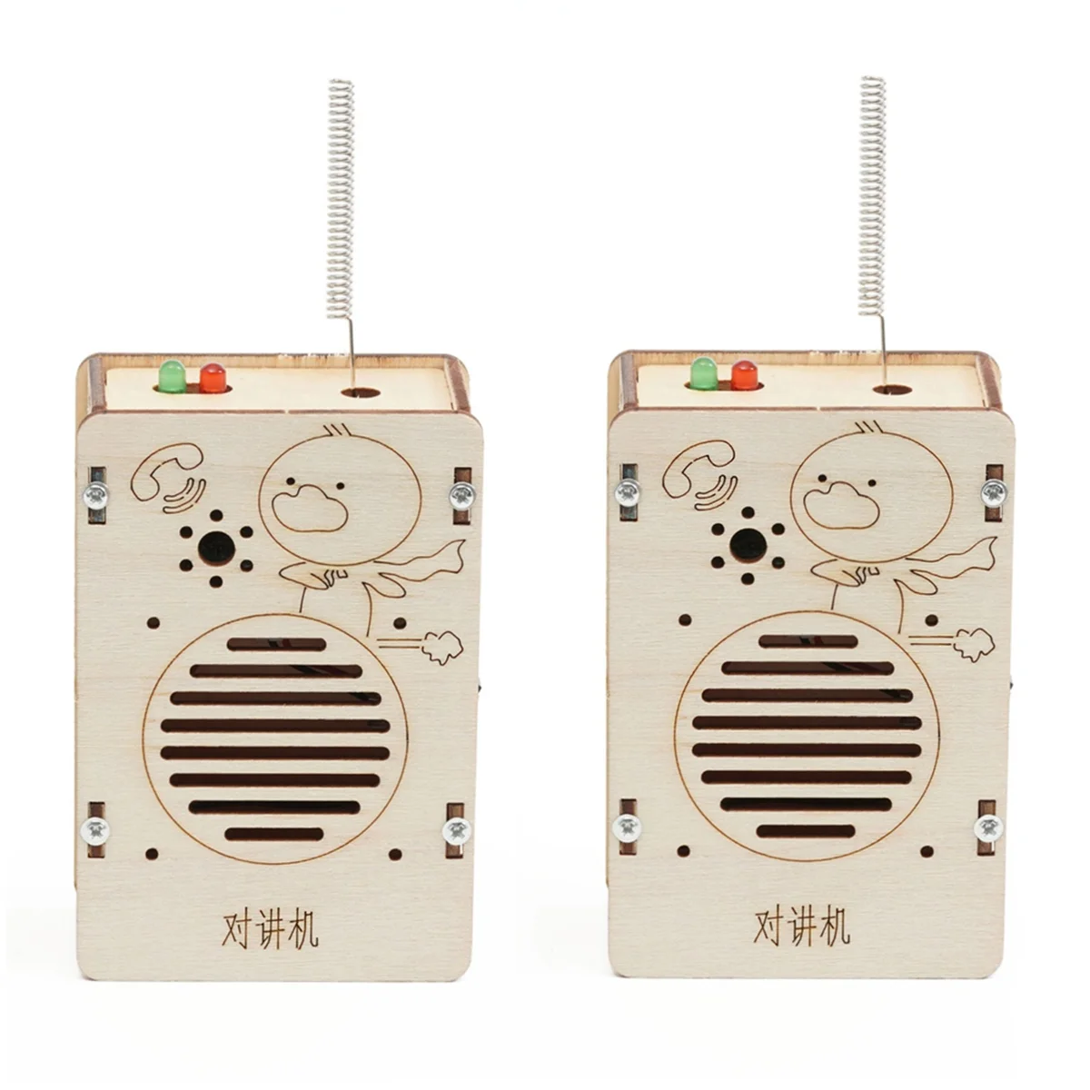 2Pcs DIY Wireless Walkie-Talkie Model Science Toys Kids Experimental Tool Kit Learning Education Wooden Puzzle Games