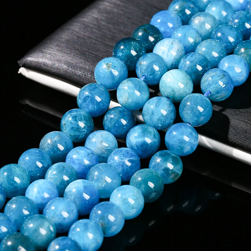 Pierres Naturelles Bleues de Qualité 5A, 15 Pouces, Perles Rondes d'Espacement pour Bijoux de Direction, Collier, Bracelet, Accessoire, DIY