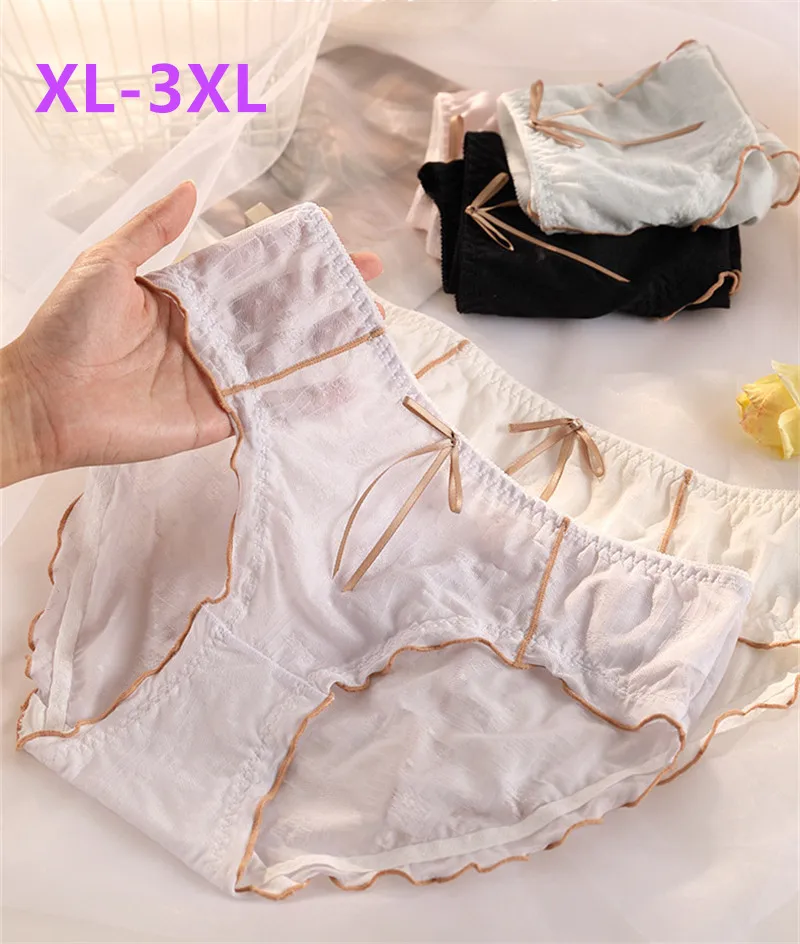 Plus size underwear women thin ropa interior femenina ice silk lenceria sweet bragas breathable lingerie woman sexy Panties 3XL