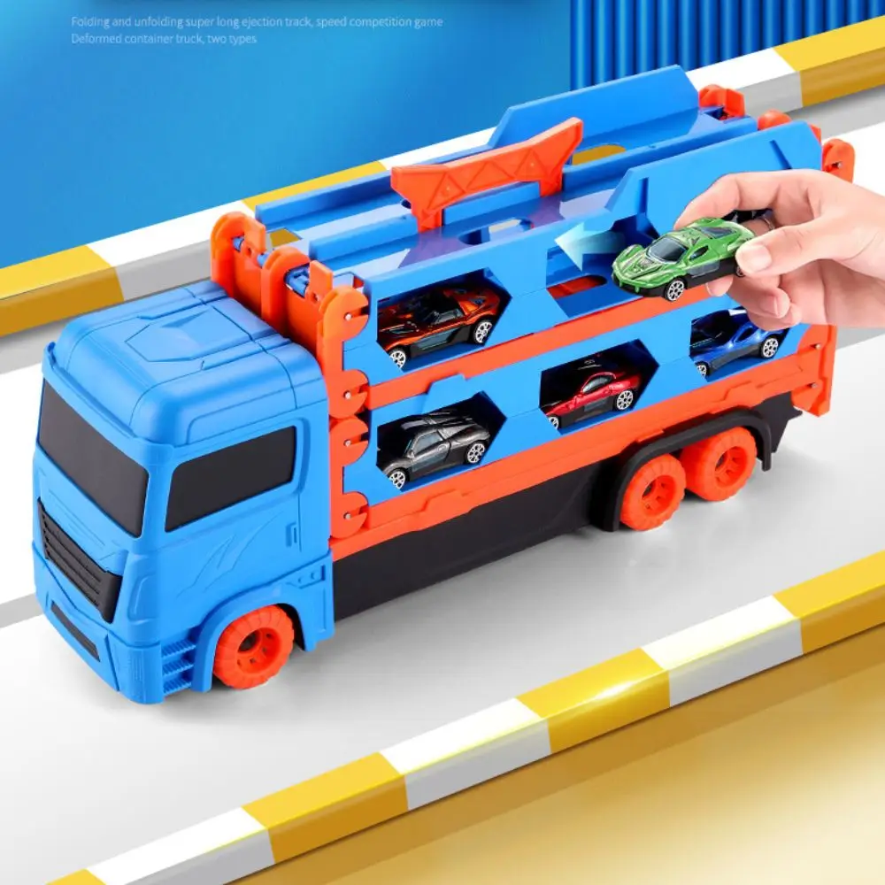 

Dual-mode Car Transporter Truck Toys with Handle Swallowing Slide Truck Transformed Toy Expand-length Safe