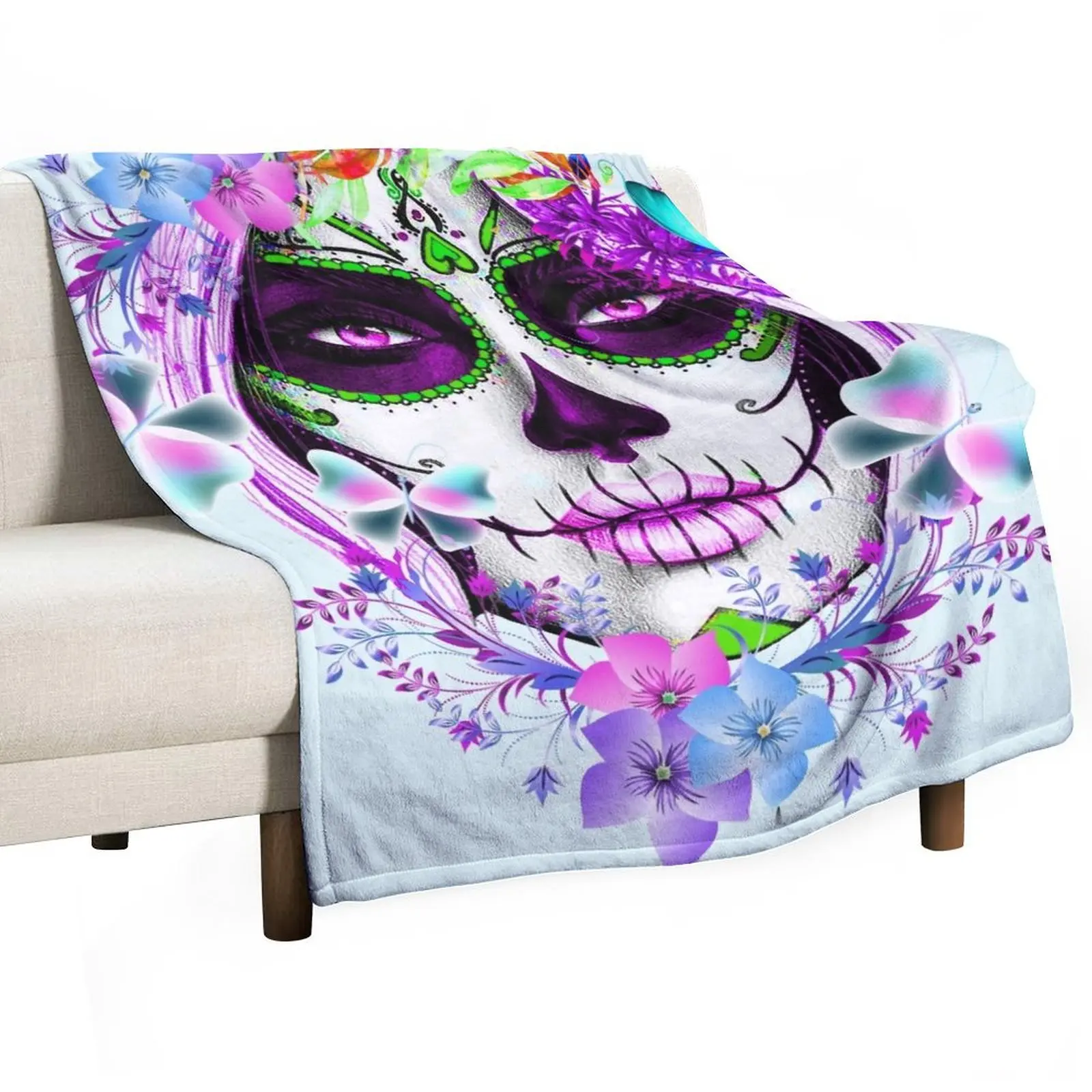 Catrina, Mexican Sugar Skull Girl Throw Blanket For Decorative Sofa Stuffeds Camping Blankets