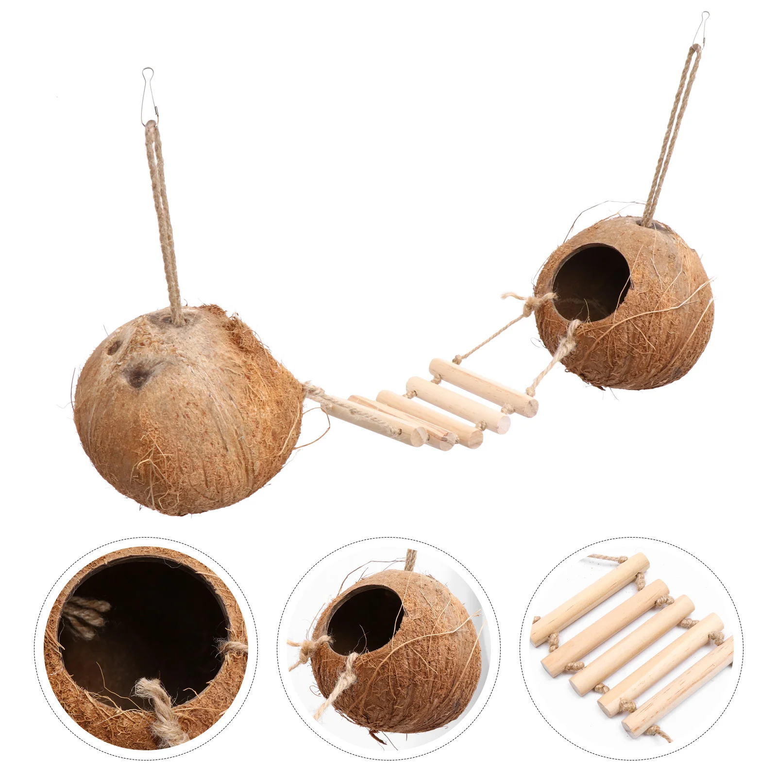 

Shell Parrot Coconut House Toy Bird Cage Nest Cotton Rope Decorative Ladder Hut