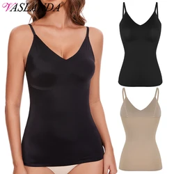 Compression Tank Tops V-Neck Camisole for Women Tummy Control Shapewear Adjustable Straps Seamless Body Shaper Camisole