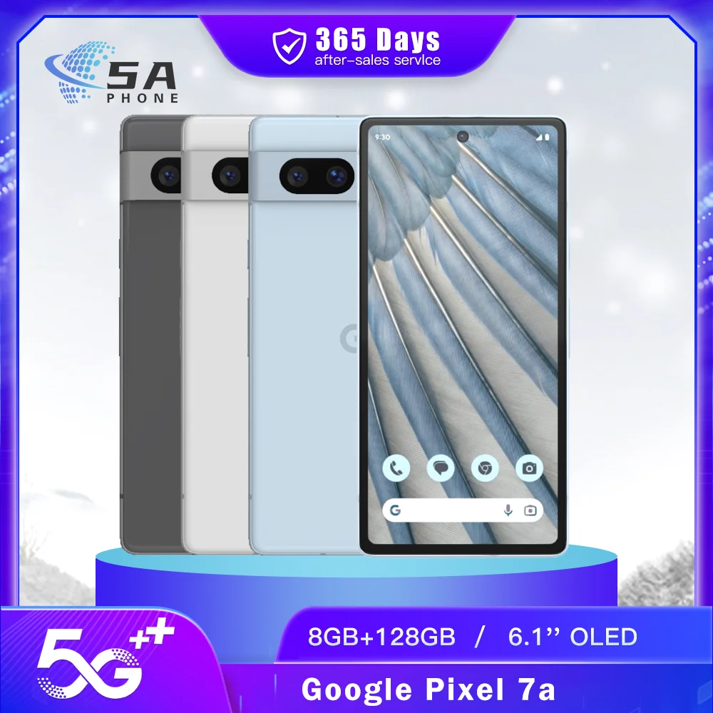 هاتف جوجل بيكسل 7A 5G الأصلي 8GB RAM 128GB ROM 90 هرتز OLED 6.1 "NFC 64MP + 13MP Tensor G2 ثماني النواة أندرويد هاتف ذكي