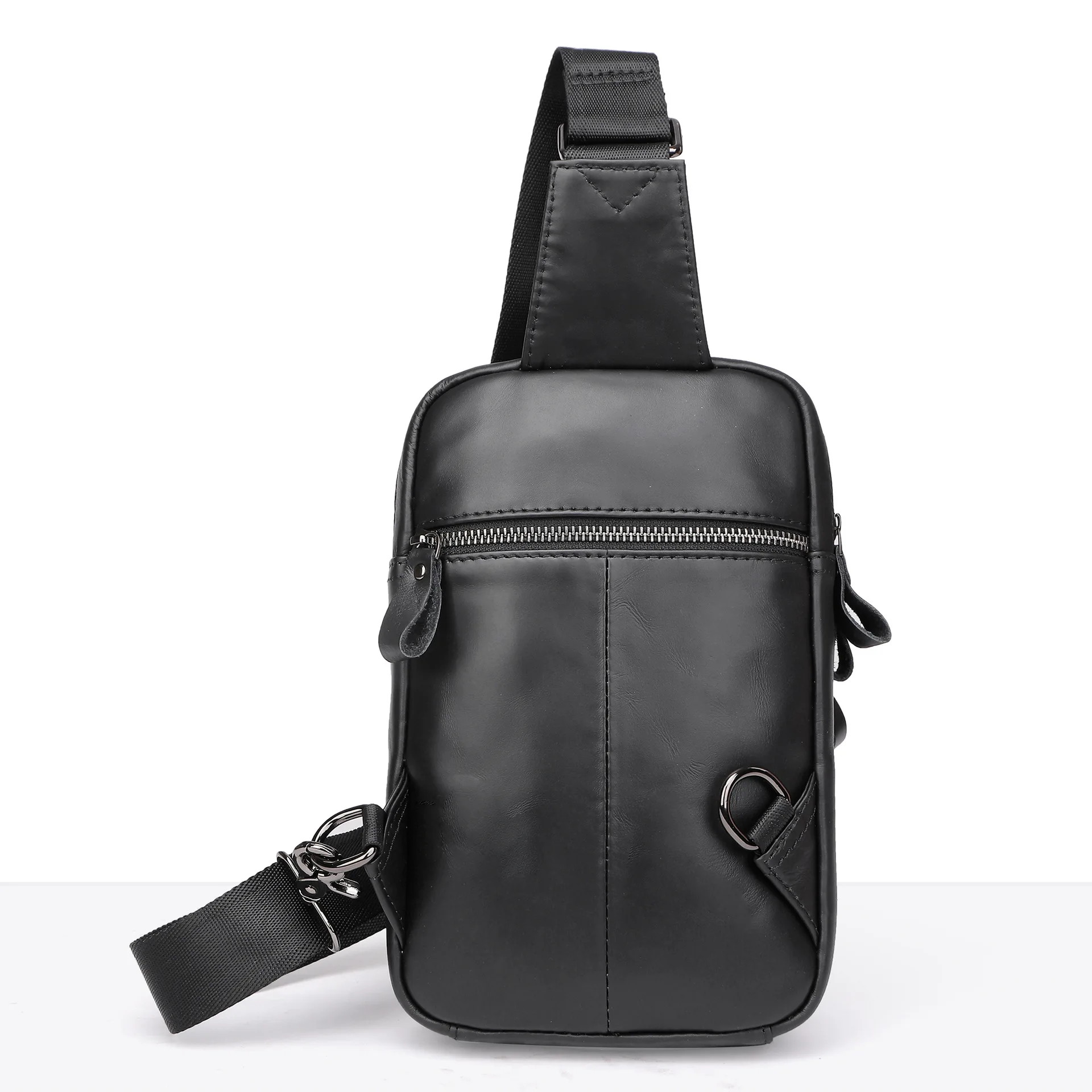 رجال الأعمال العمودي جلد طبيعي حقيبة صدر للرجال عارضة الرياضة حقيبة كروسبودي الأزياء أعلى الحبوب الجلود الكتف الرافعة #4