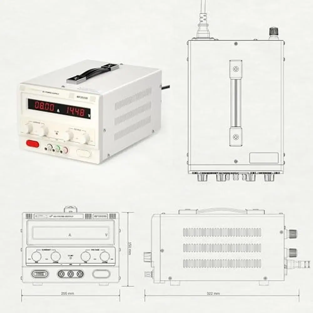 Adjustable Variable Power Supply 0-30V 0-20A Regulated Lab DC Bench Power LCD Display & Multiple Protections Portable Handle ATX