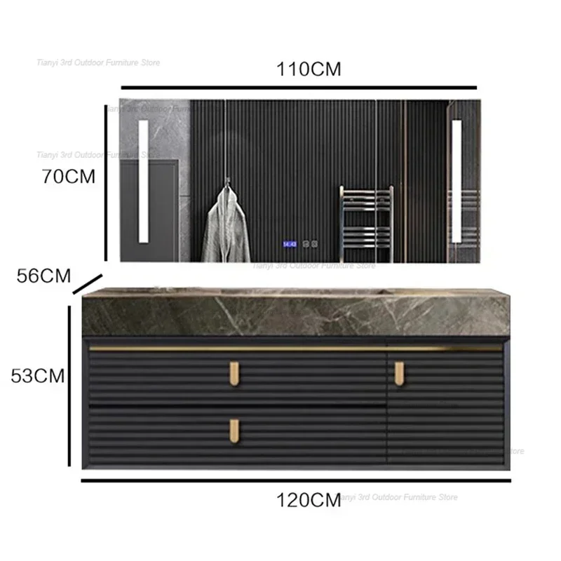 Modern Luxury Rock Plate Bathroom Cabinets Nordic Wall-mounted Design Smart Mirror Cabinets Fashion Furniture Arredo Bagno FYBC