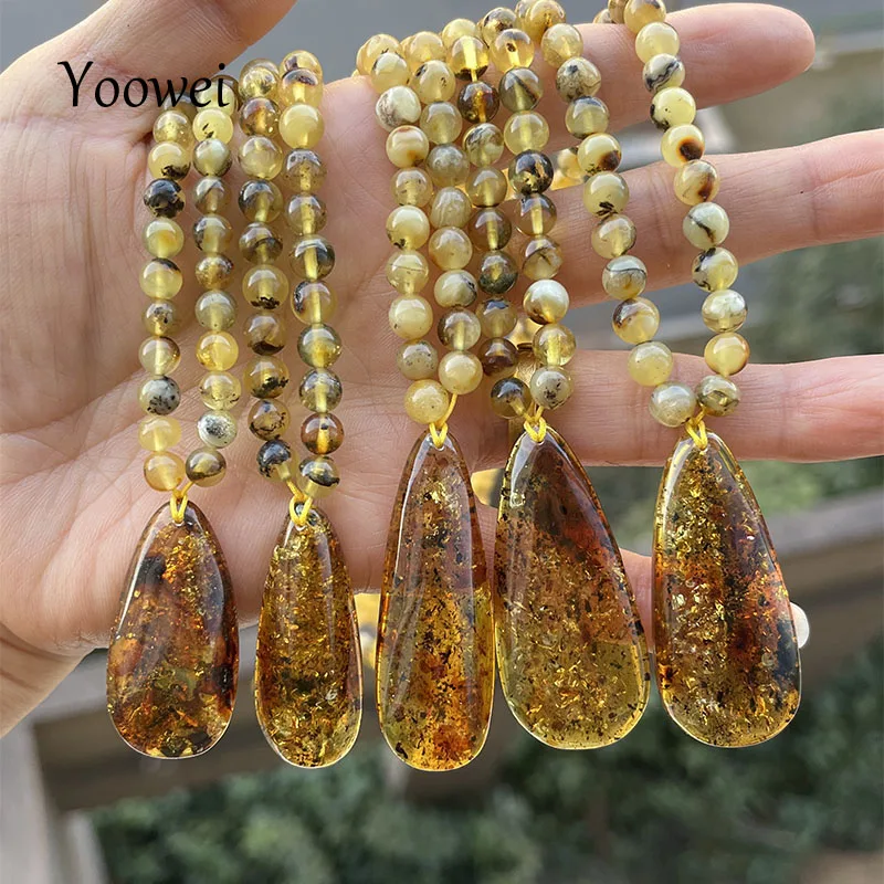 5.2mm 100% Original Amber Pendant Necklace Gift Natural Stone Small Round Plant Yellow Bead 2025 New Real Healing Jewelry Supply