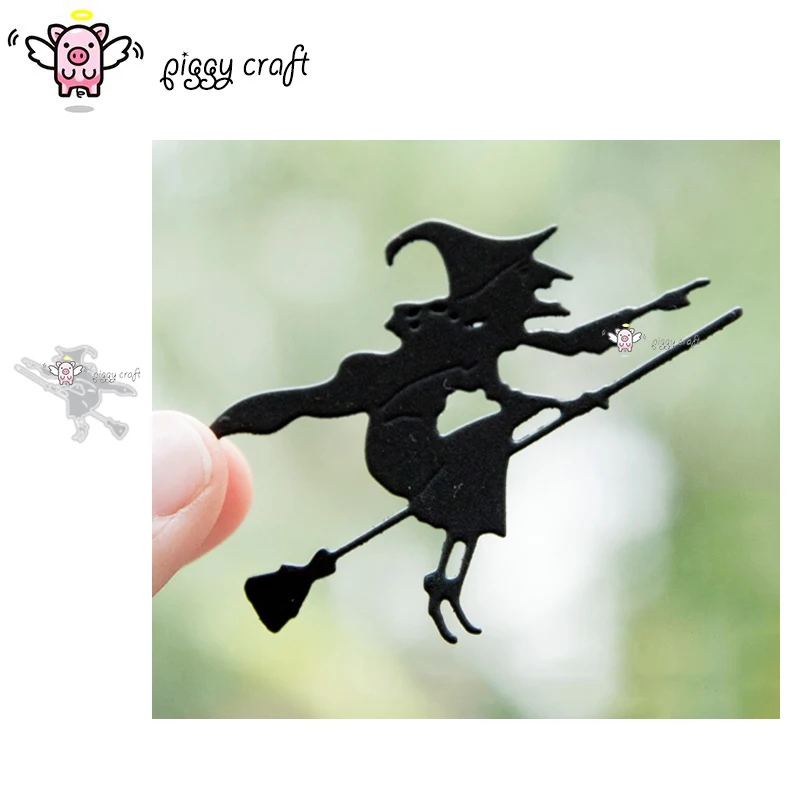 Piggy Craft metal cutting dies cut die mold Halloween broom witch Scrapbook paper craft knife mould blade punch stencils dies