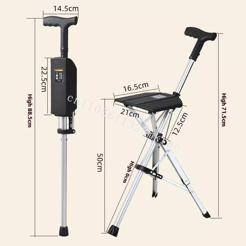 

New ultra-light aluminum alloy electric cane stool portable folding multi-functional anti-skid belt elderly rattan chair