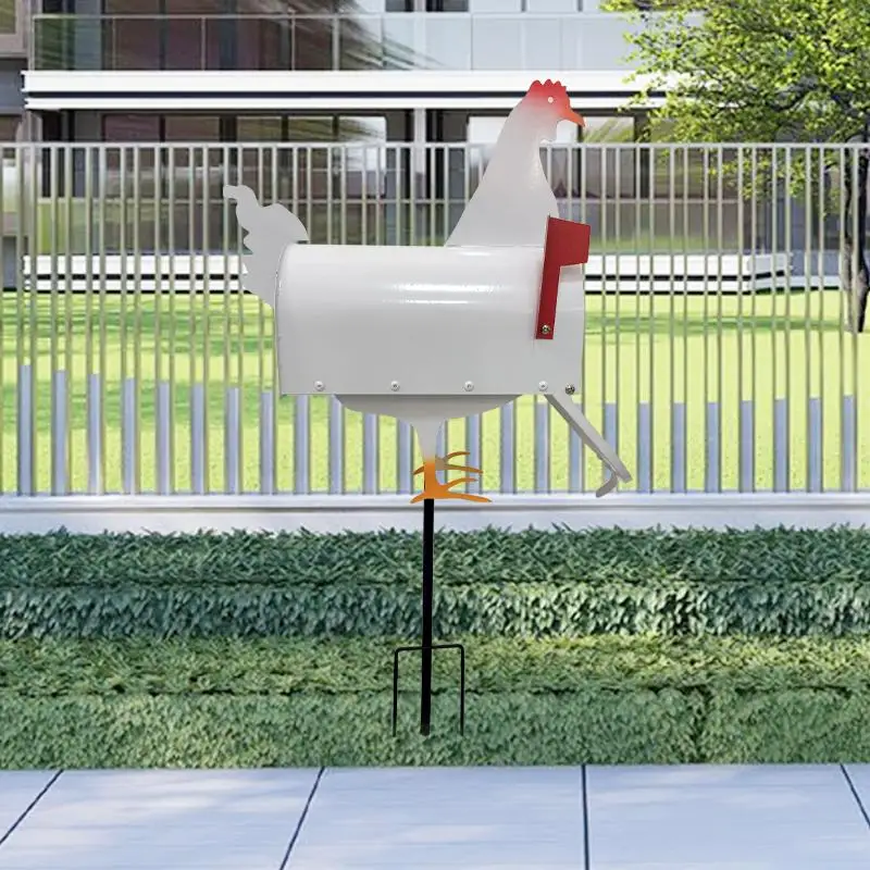 Chicken Shaped Mailbox For Outside Leaving Message Post Box With Cute CockShape For Garden Yard Decor Unique Chicken Mailbox​