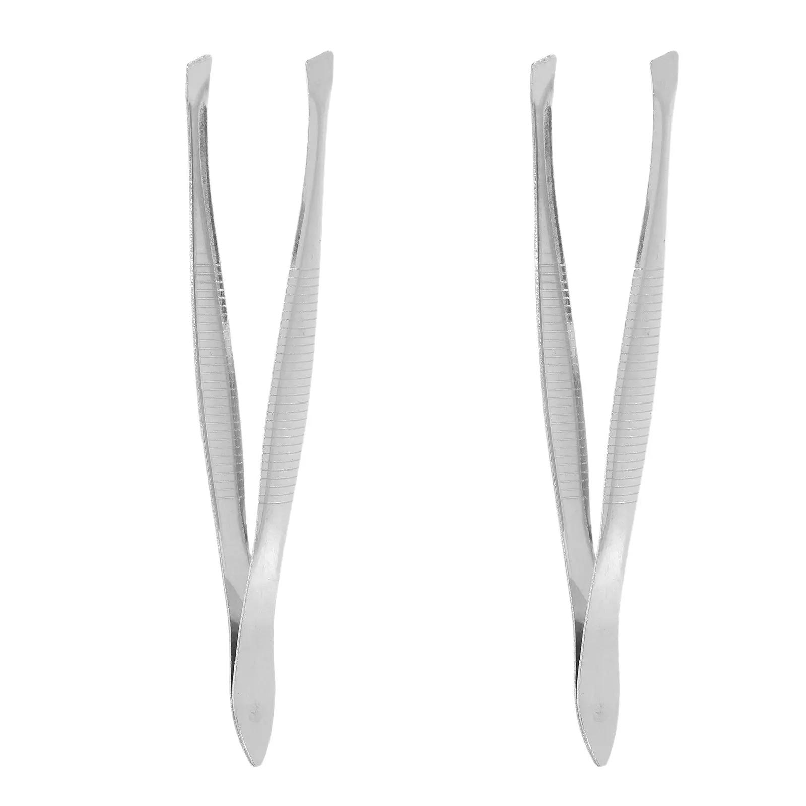 2Pcs Stainless Steel Eyebrow Tweezer Bevel Precision Hair Removal Small Portable Makeup Tool Perfect for Ingrown Hair Splitter