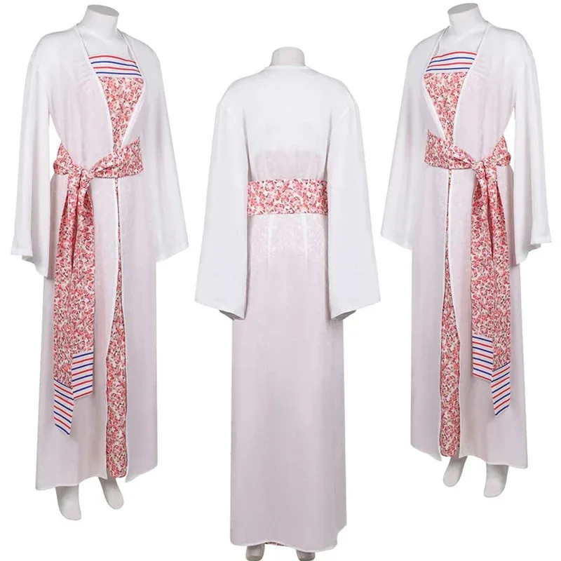 

CyBand ABBA Anni-Frid косплей платье с принтом и поясом наряды белое марлевое пальто женский костюм для ролевых игр Хэллоуин карнавальные костюмы для вечеринок