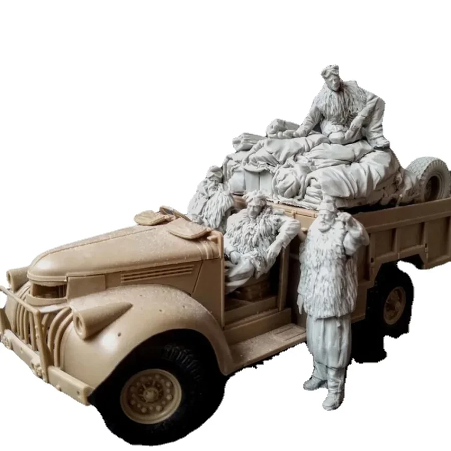 1/35 Resin Figure Model Kit 2 British Army LRDG Crew Set in North Africa (Rear Storage and 4 Figures) Unpainted Free Shipping