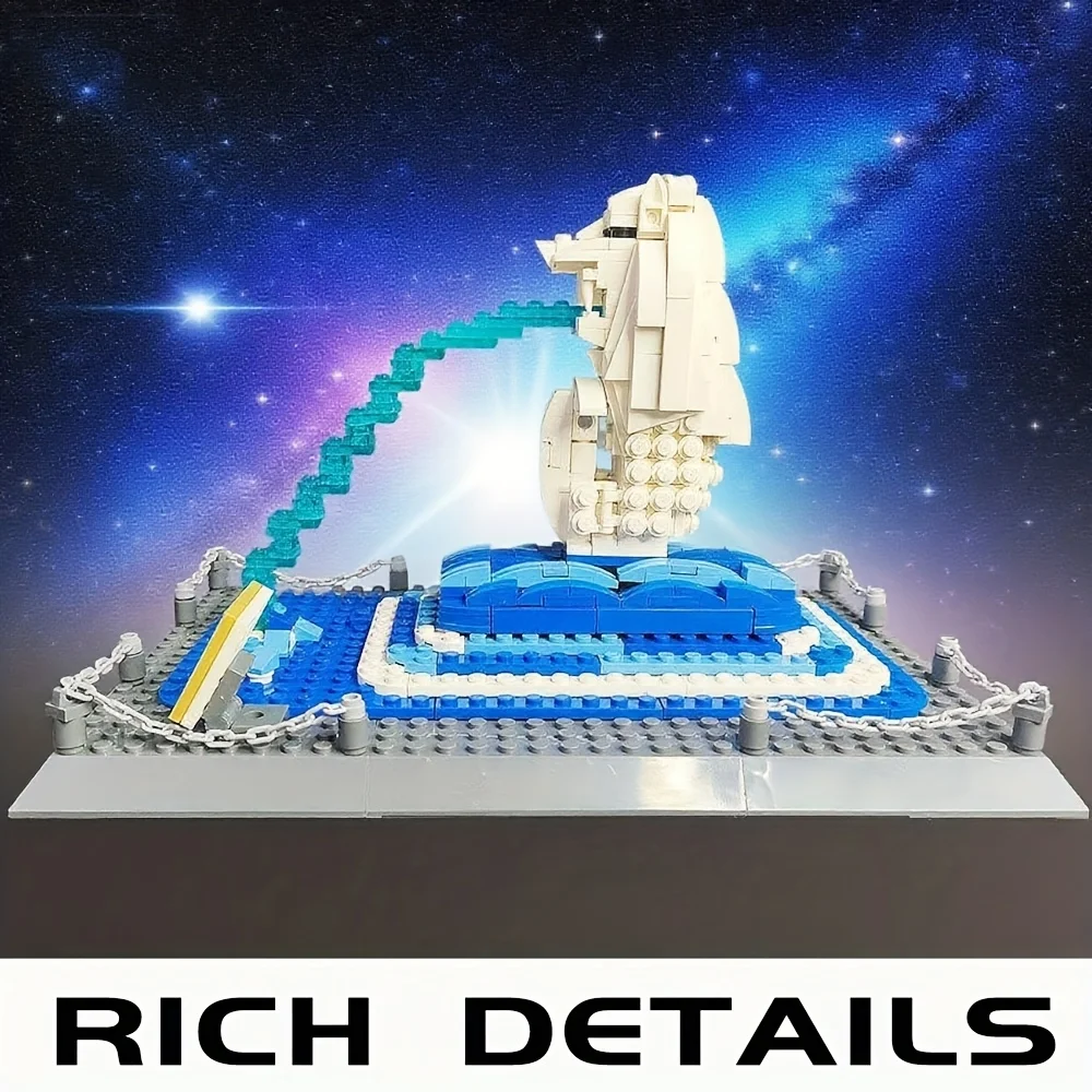503pcs The Merlion Statye Singapore Model Building Blocks Architectural Room Decoration Perfect Christmas Birthday Gift