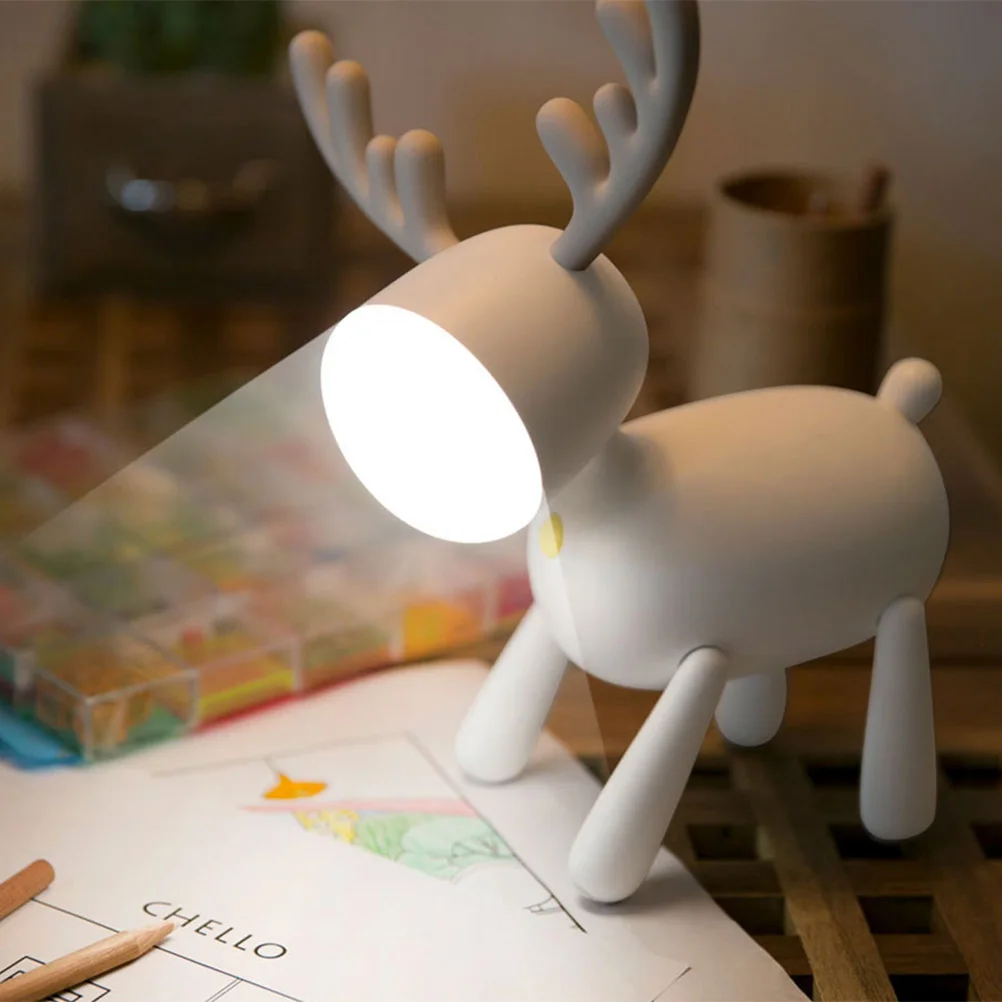 USB شحن Led ضوء الليل الأيائل شكل الكرتون مصباح لغرفة النوم قابلة للشحن سيليكون ليلة مصباح الإضاءة المزاج الدافئ #4