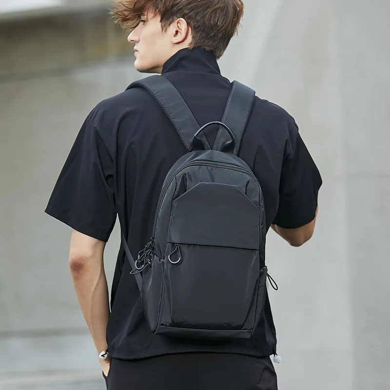 Small Men\'s Backpacks Sports Outdoor Man School Bag Fashion Oxford Cloth Mini Travel Shoulder Bags for Male 2023 Black Rucksack