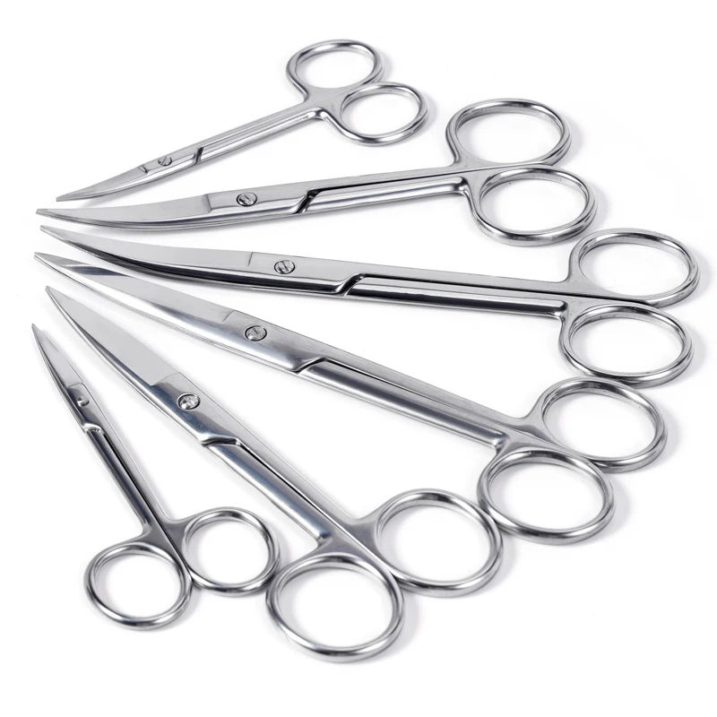 Dental Medical Surgical Scissors Straight / Curved Tip 10/14/16cm Stainless Steel Animal Vet Scissors Haircut Scissors