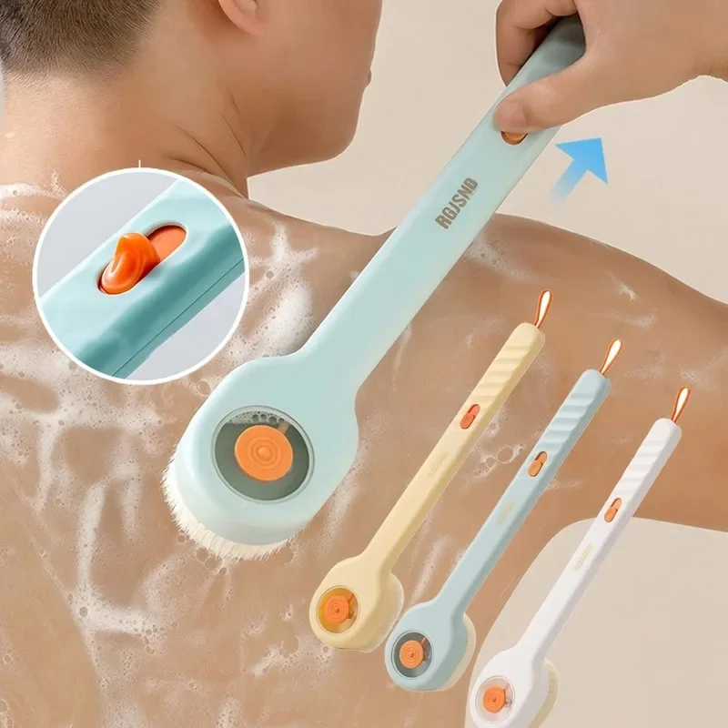 1pc Liquid Filled Soft Long Handle Hair Bath Brush, with A Back Rubbing Tool and A Long Handle for Showering Bath Accessories