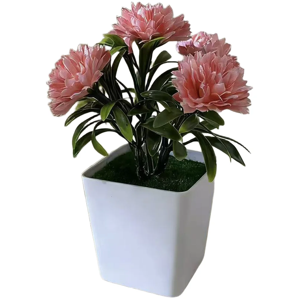 Realistic Blooms Silk Carnation Plant Tabletop Display Natural Color Gradients No Watering Required For Living Room