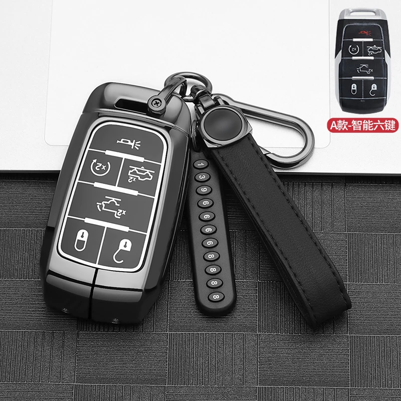 3/4/5/6 Buttons Zinc Alloy TPU Key Case Holder Cover For Dodge Ram 1500 Pickup TRX Rebel Ram 2500 3500 4500 5500 2019 2020 2021
