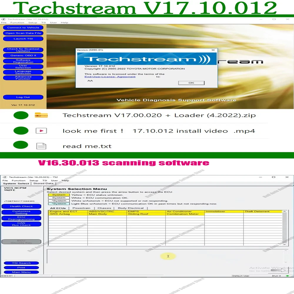 2024 For Toyota Techstream V16.30.013 scanning software ECM ECU +Techstream17.10.012 coding diagnose car scanning OTC Scanner