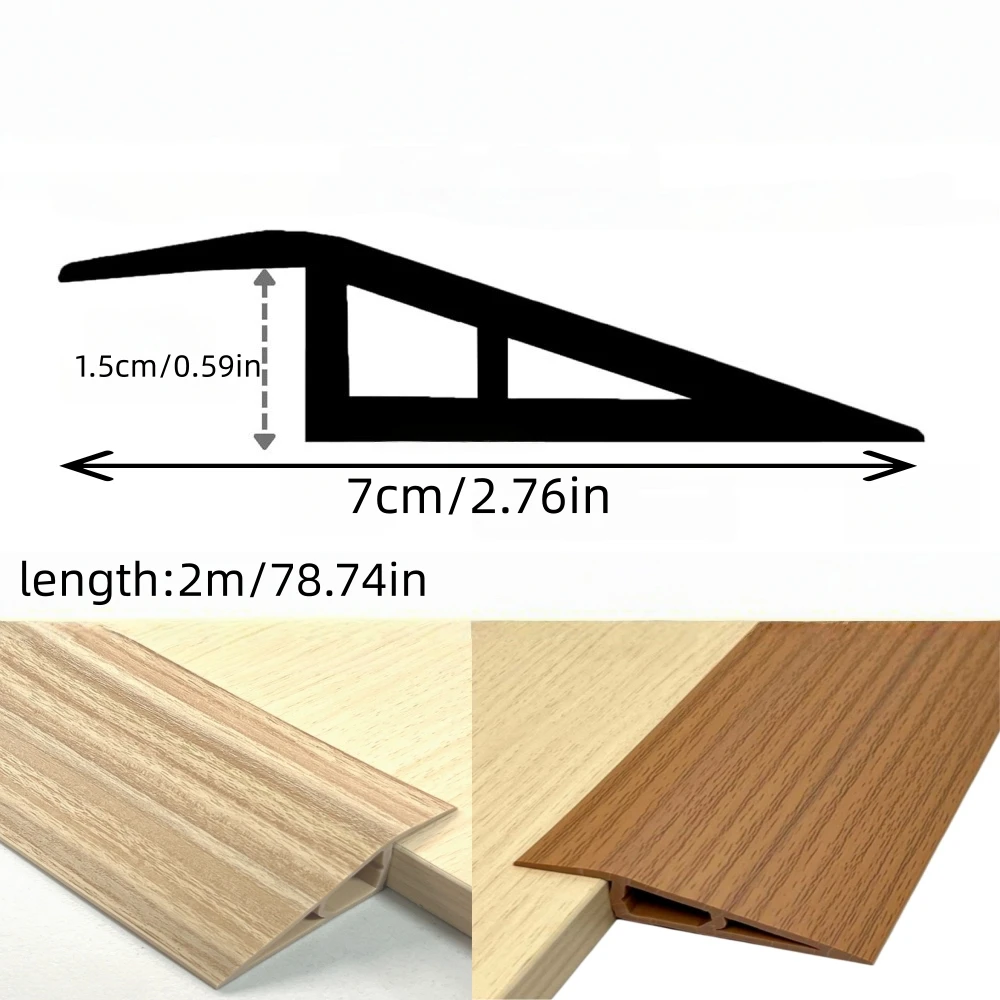1pc 2m 7cmX1.5cm Wood Grain Floor Transition Strip Self Adhesive Edging Trim Strip Cuttable Carpet To Tile Edging Trim Strip view 2
