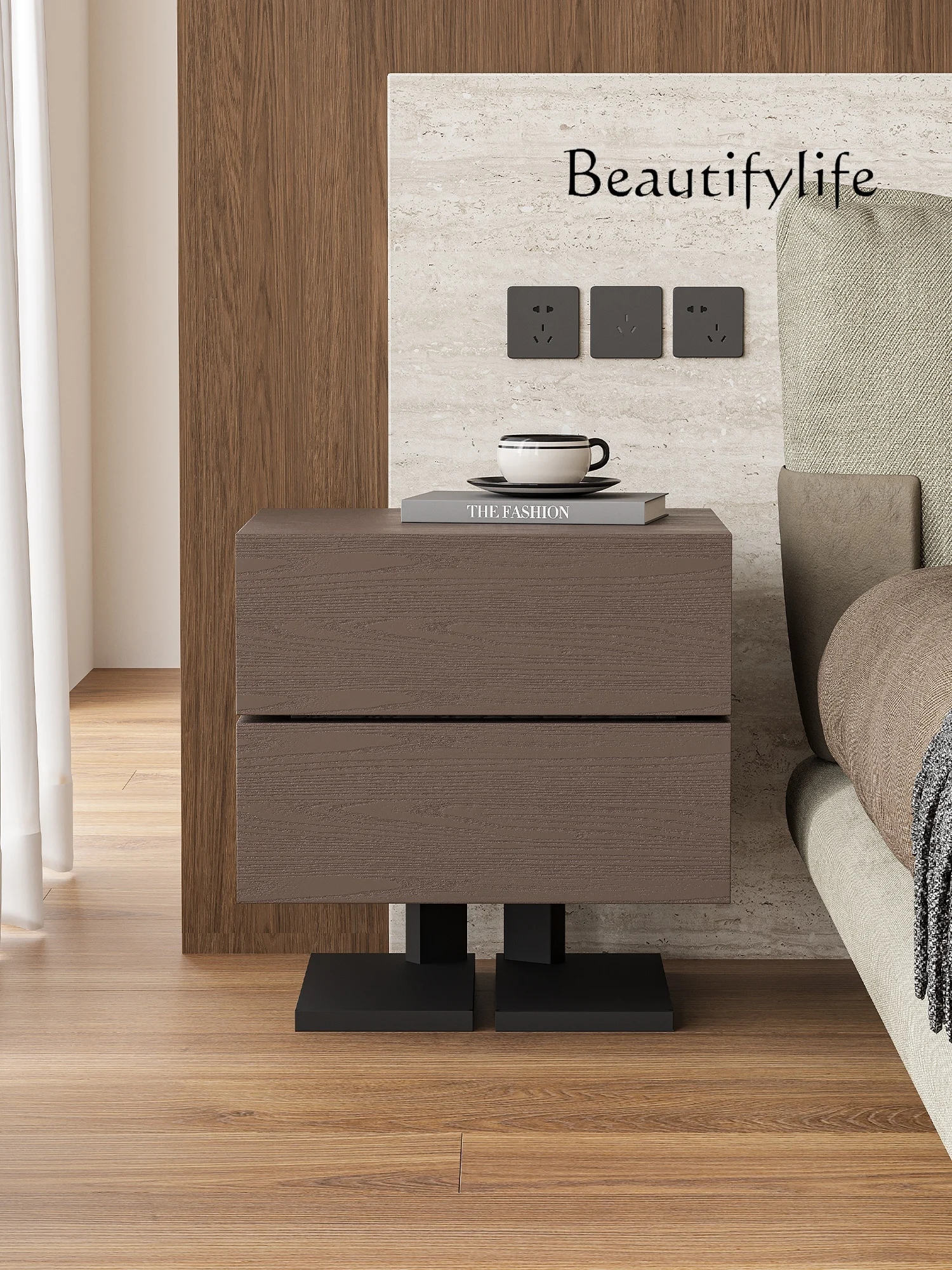 

Italian minimalist design bedside table, home bedroom storage cabinet