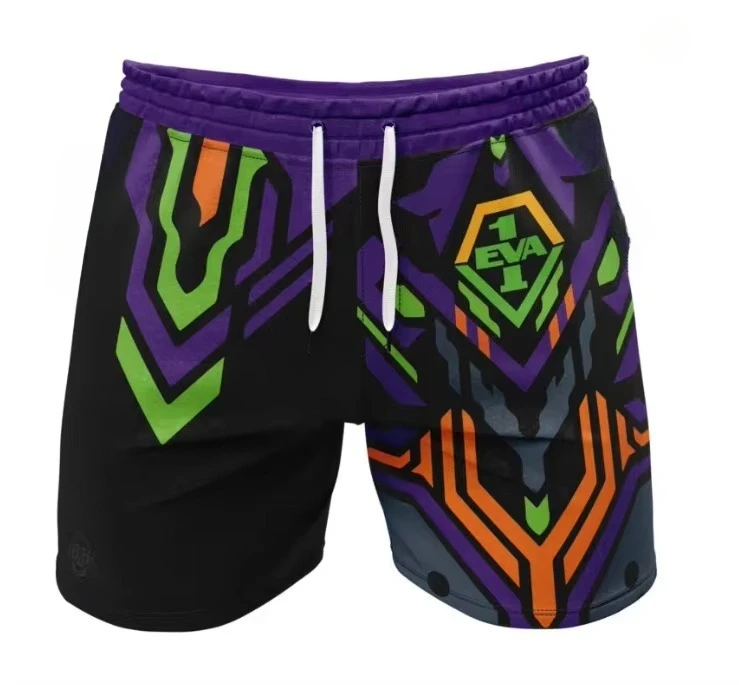 

2026 New Bandai Neon Genesis Evangelion EVA Unit-01 Mesh Shorts Kids_Adults T-shirt Suitable for Daily and Training Wear Y2K