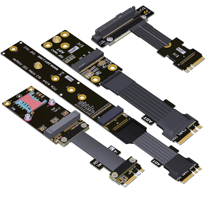 ADT M.2 U.2 mini-PCIe to PCI-E 3.0 4.0 Adapter Riser Card Flexible Flat Cable M.2 NVMe mPCIe U.2 SSD  Extension Cable