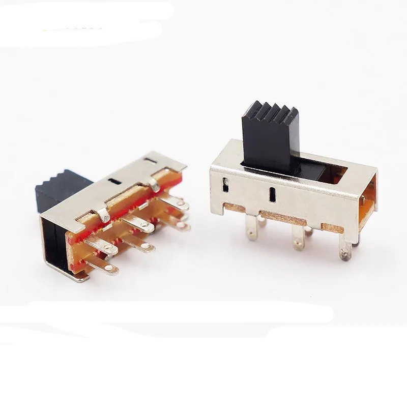5pcs/lot SS-23E06 3-position toggle switch 6-pin double-row vertical earless three-position electronic toy sliding switch