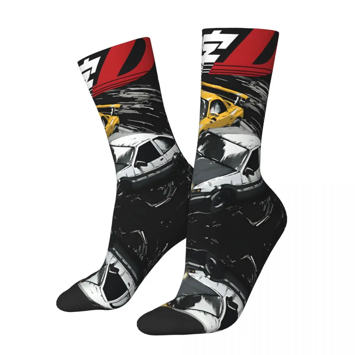 

Crazy compression Smart Sock for Men Harajuku I-Initial D Seamless Pattern Crew Sock Novelty